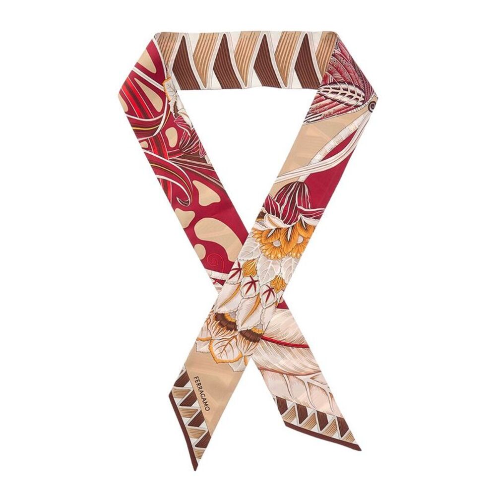 Ferragamo Butterflies Print Silk Scarf, Brown